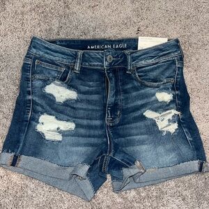 American Eagle Ne(x)t level stretch hi rise shortie distressed shorts size 12